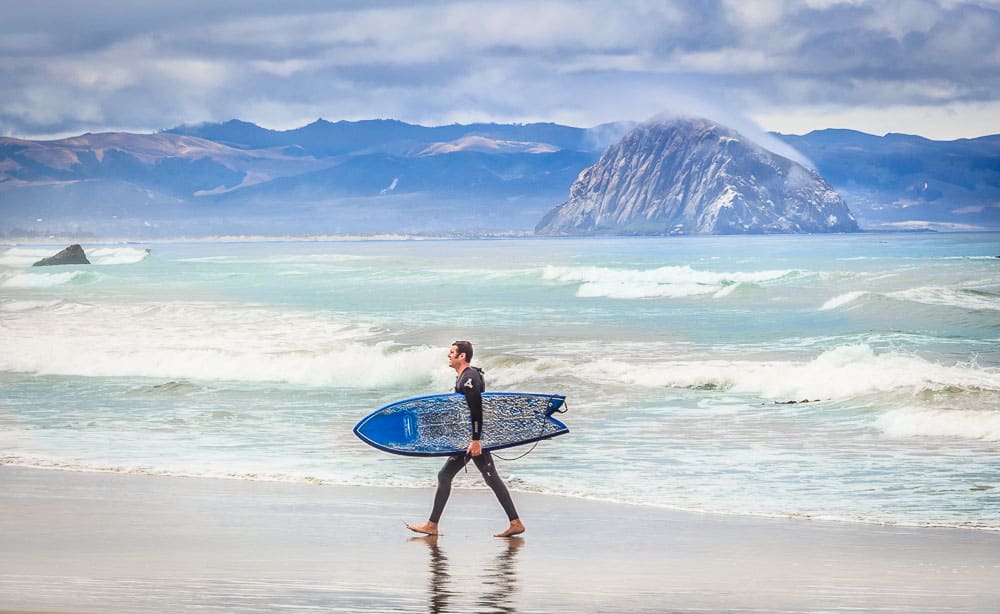 Cayucos Beach surfer