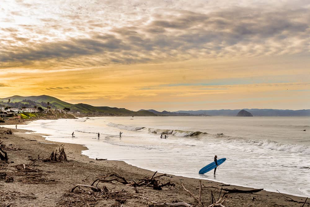 Cayucos beach surfers