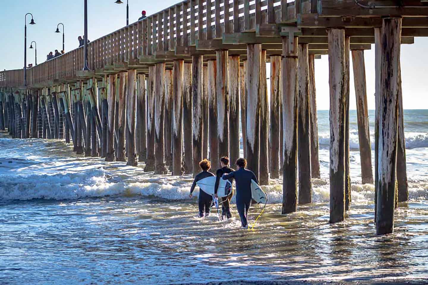 Cayucos Pier Surfing