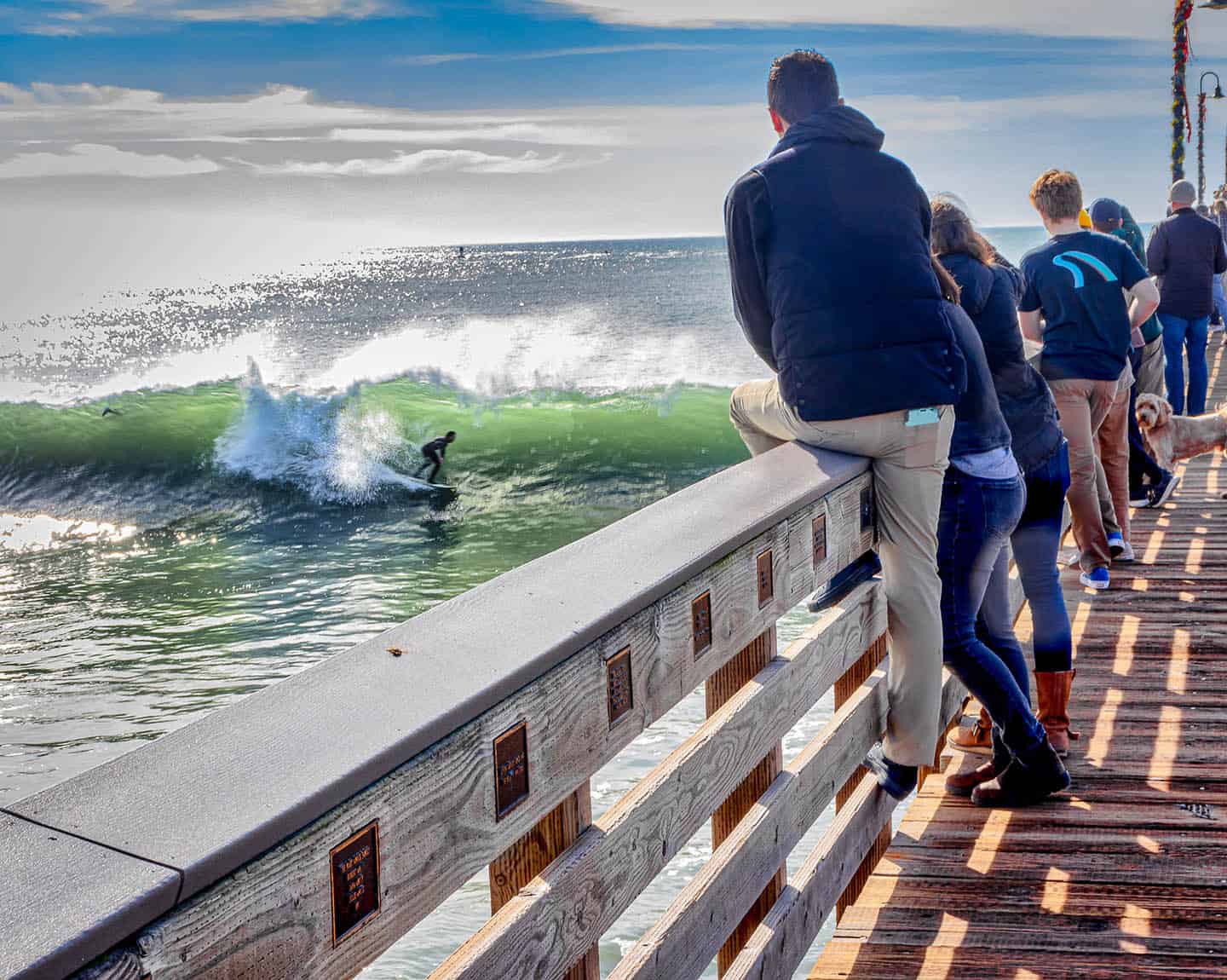 Surfing Cayucos Pier