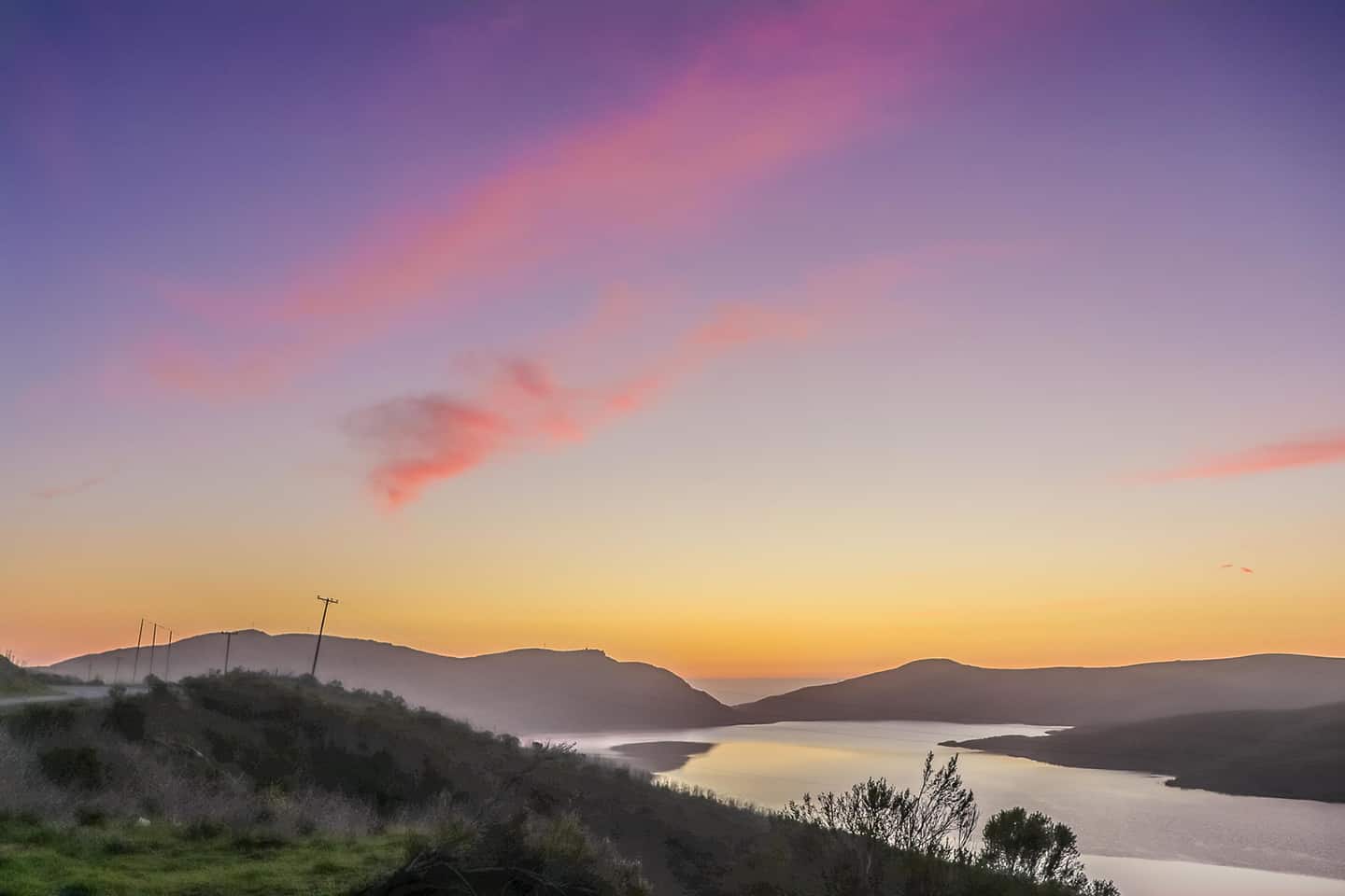 Cayucos Whale Rock reservoir at sunset