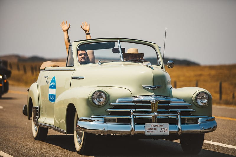 car on Highway 1 road trip