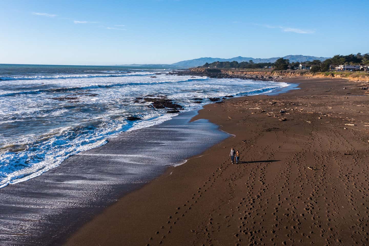 Walking along Moonstone Beach