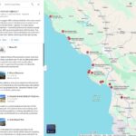 Map of sunset spots on Highway 1